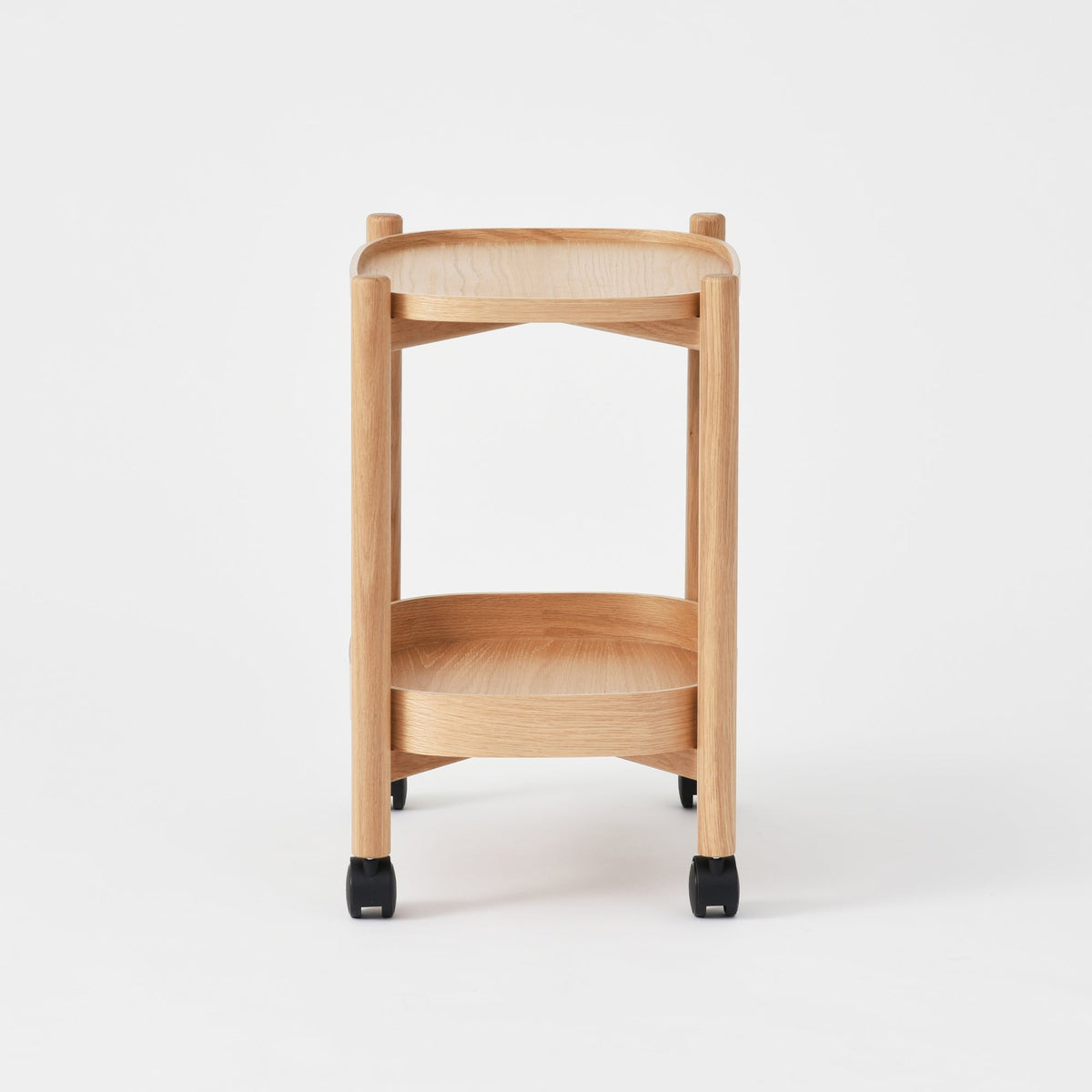 Oak Wheeled Cart Side Table