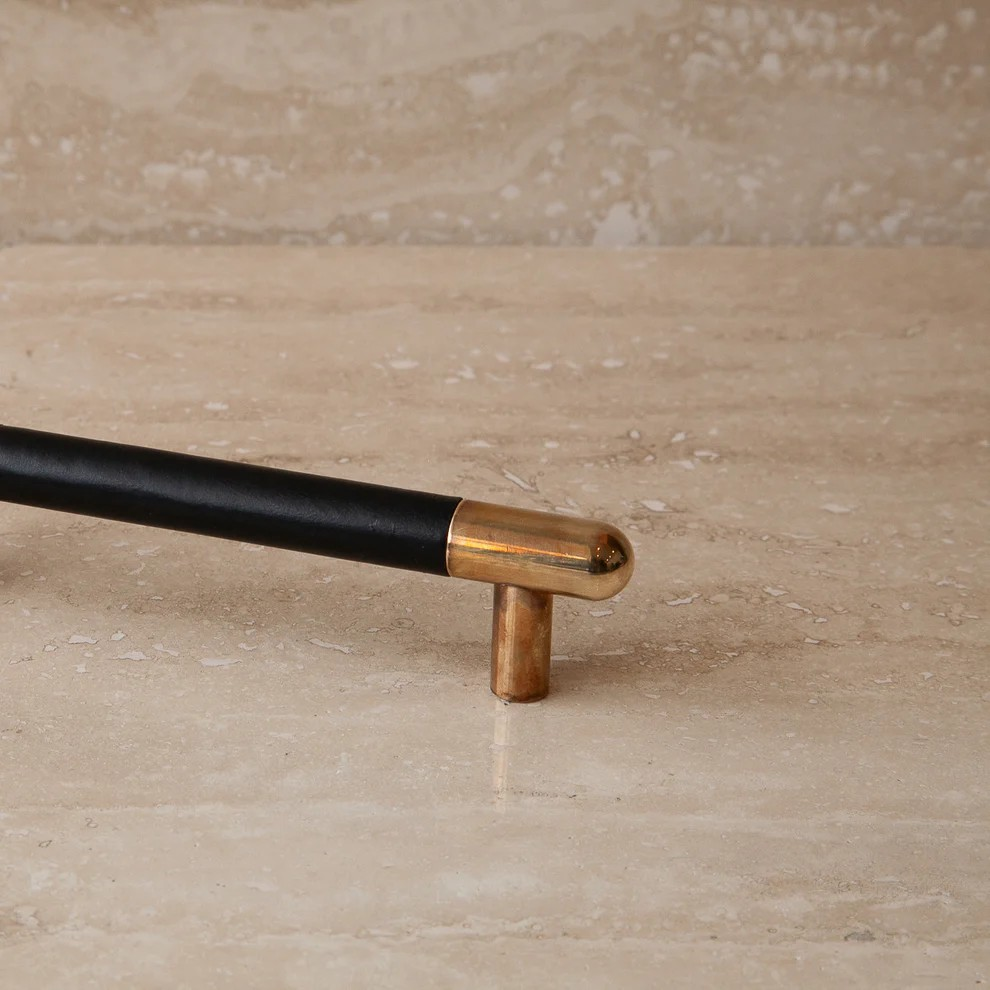 Mineral Leather Wrapped Metal Appliance Bar Pull