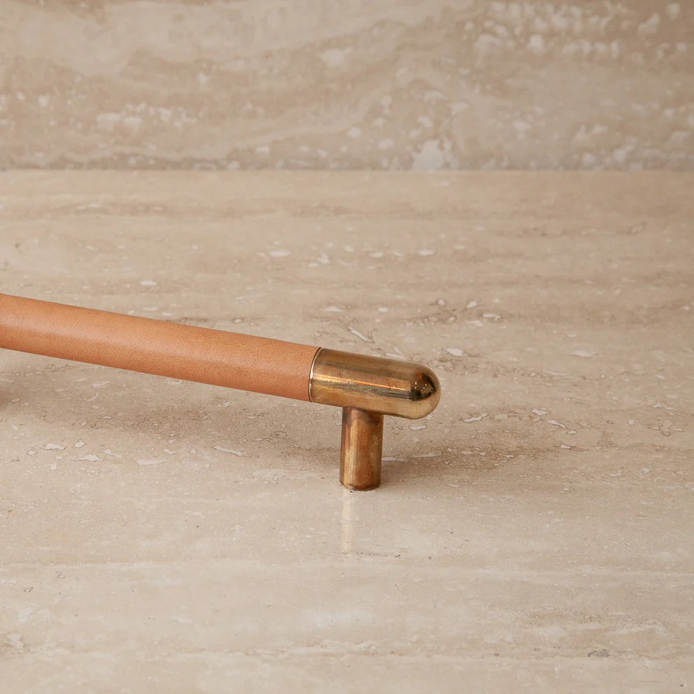 Mineral Leather Wrapped Metal Appliance Bar Pull