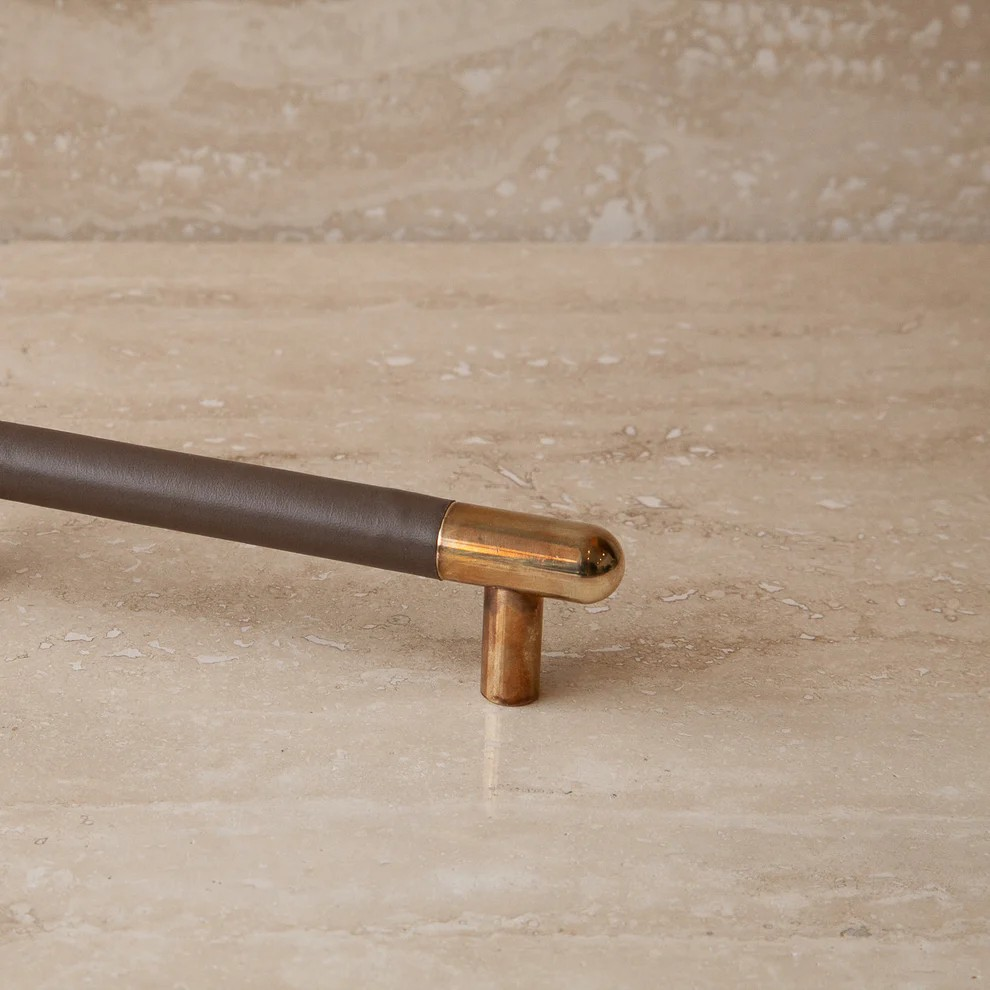 Mineral Leather Wrapped Metal Appliance Bar Pull