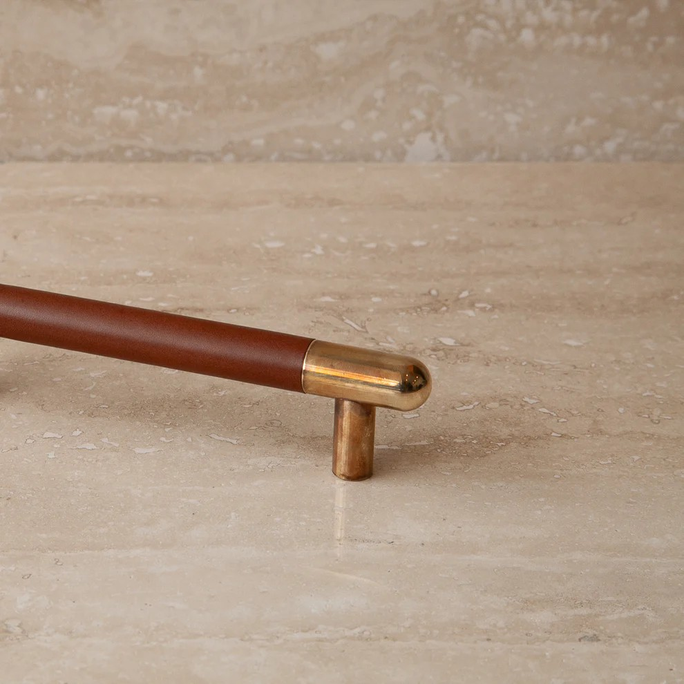 Mineral Leather Wrapped Metal Appliance Bar Pull