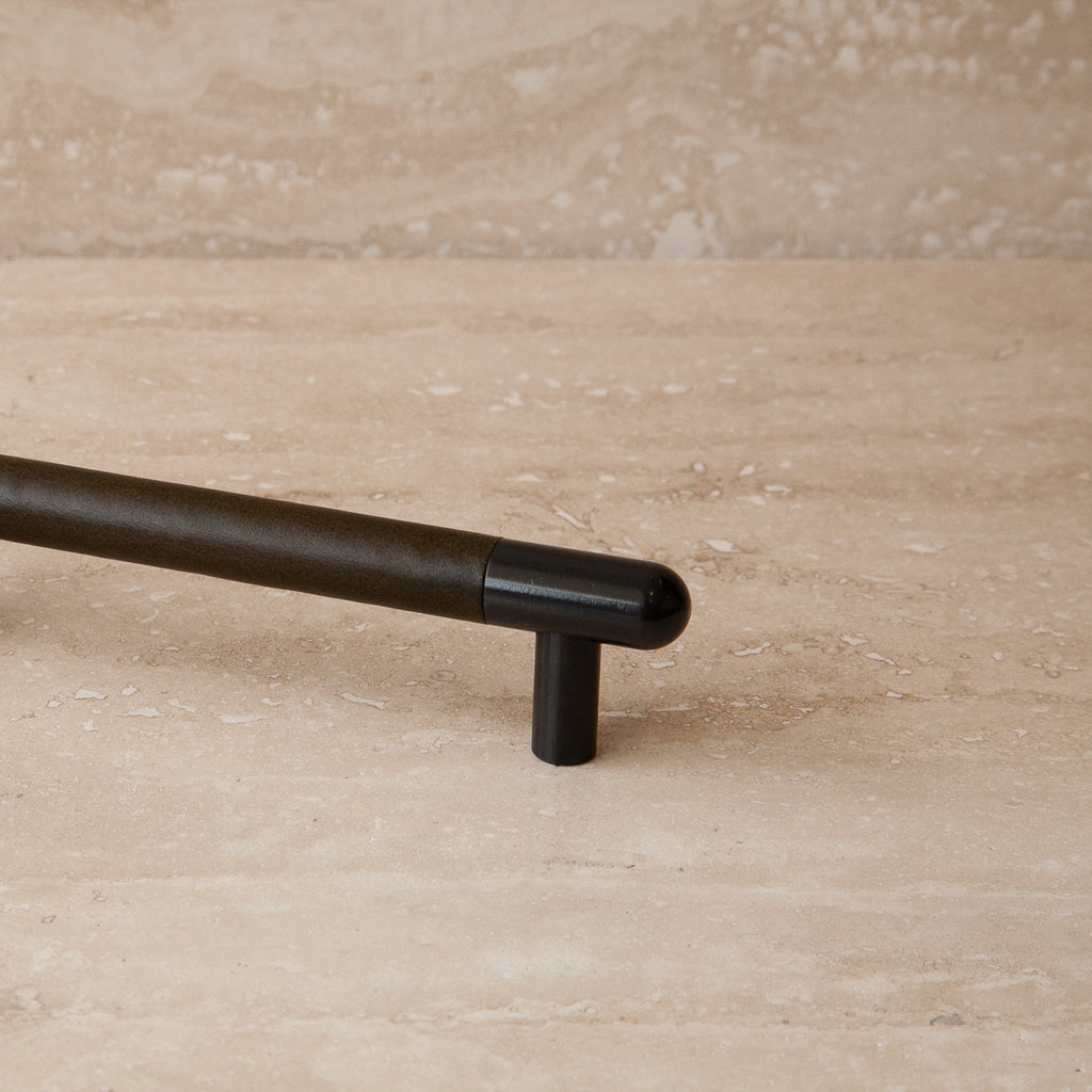 Mineral Leather Wrapped Metal Appliance Bar Pull