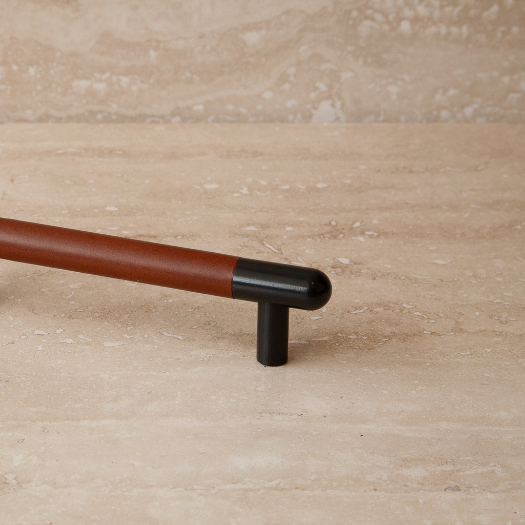 Mineral Leather Wrapped Metal Appliance Bar Pull