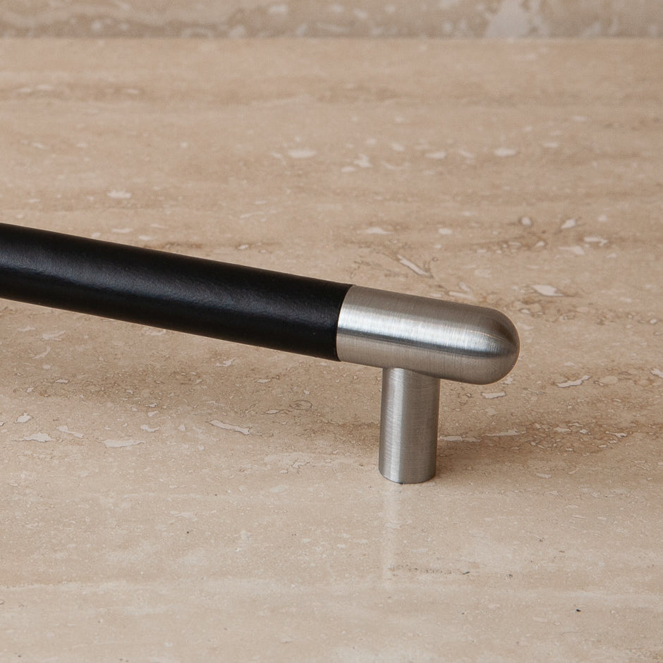 Mineral Leather Wrapped Metal Appliance Bar Pull