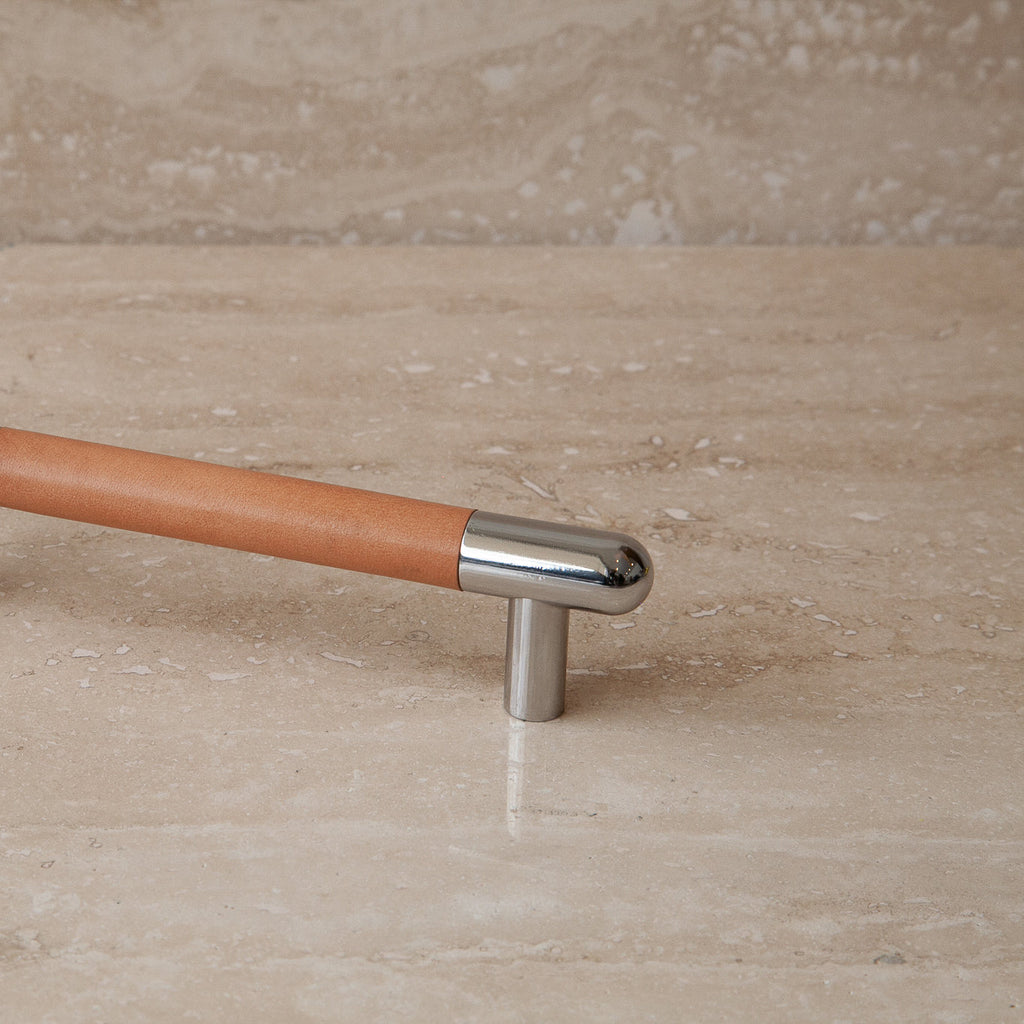 Mineral Leather Wrapped Metal Appliance Bar Pull