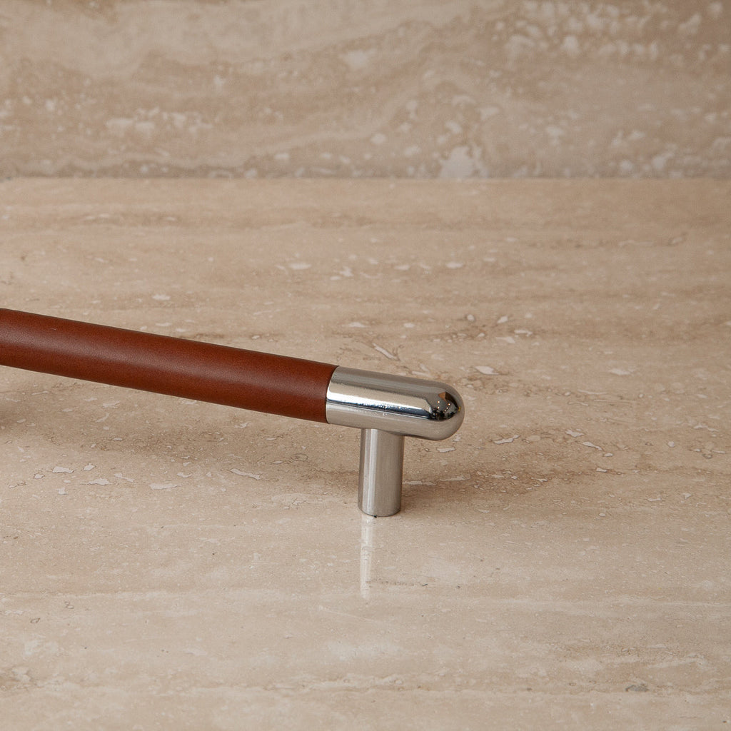 Mineral Leather Wrapped Metal Appliance Bar Pull