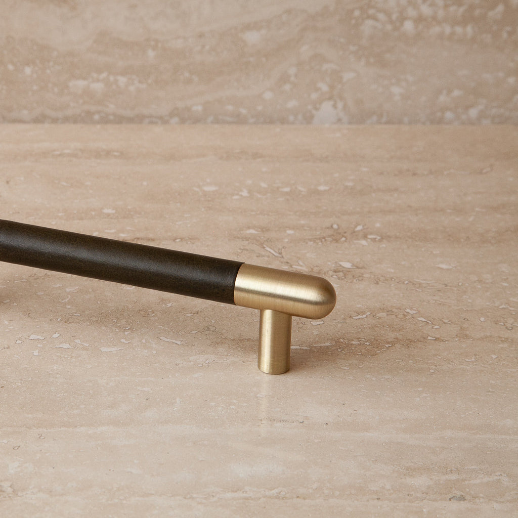 Mineral Leather Wrapped Metal Appliance Bar Pull