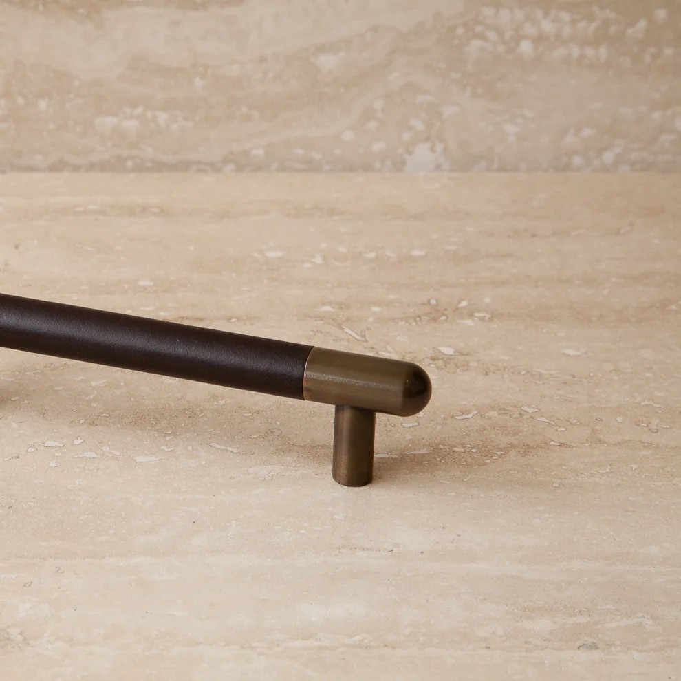 Mineral Leather Wrapped Metal Appliance Bar Pull