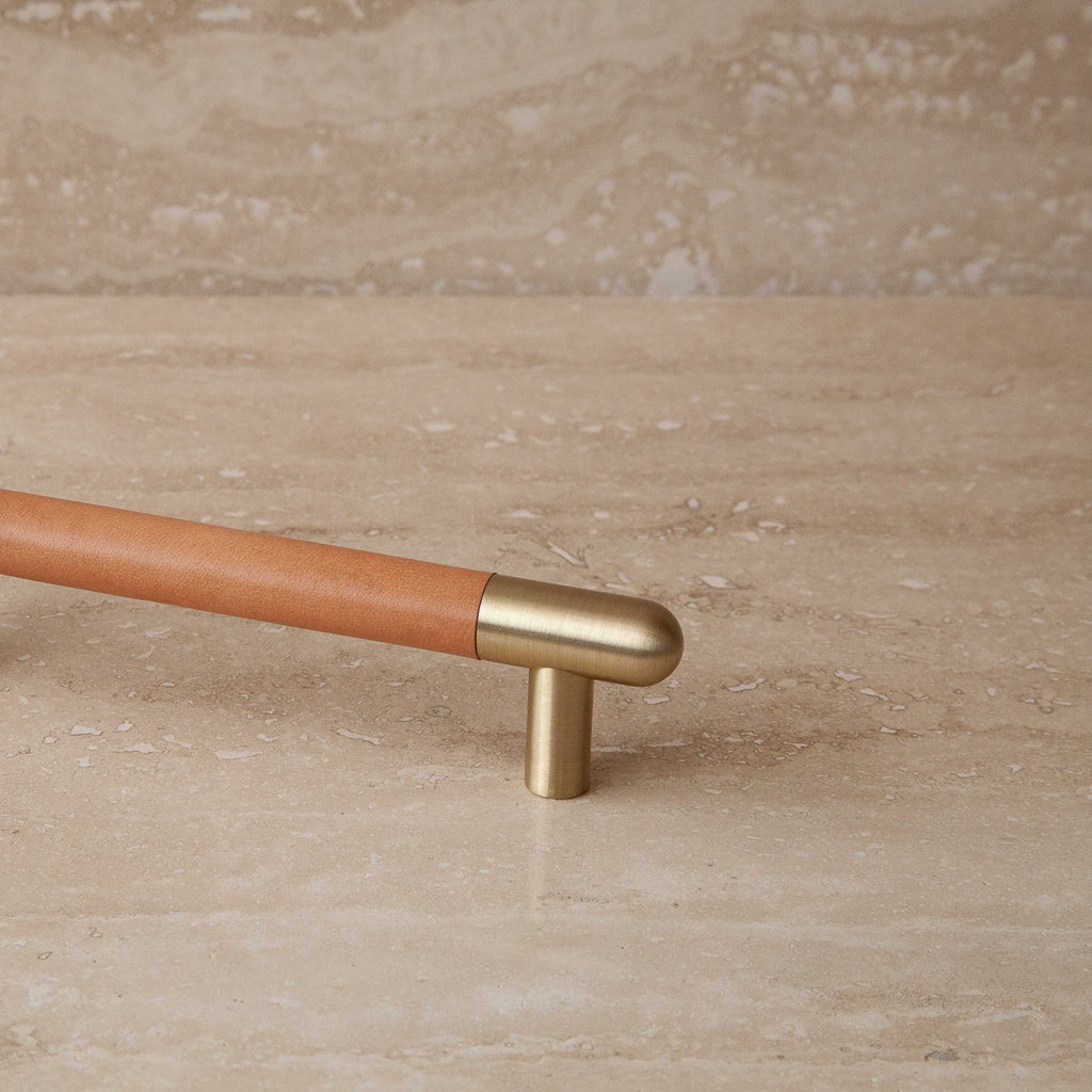 Mineral Leather Wrapped Metal Appliance Bar Pull