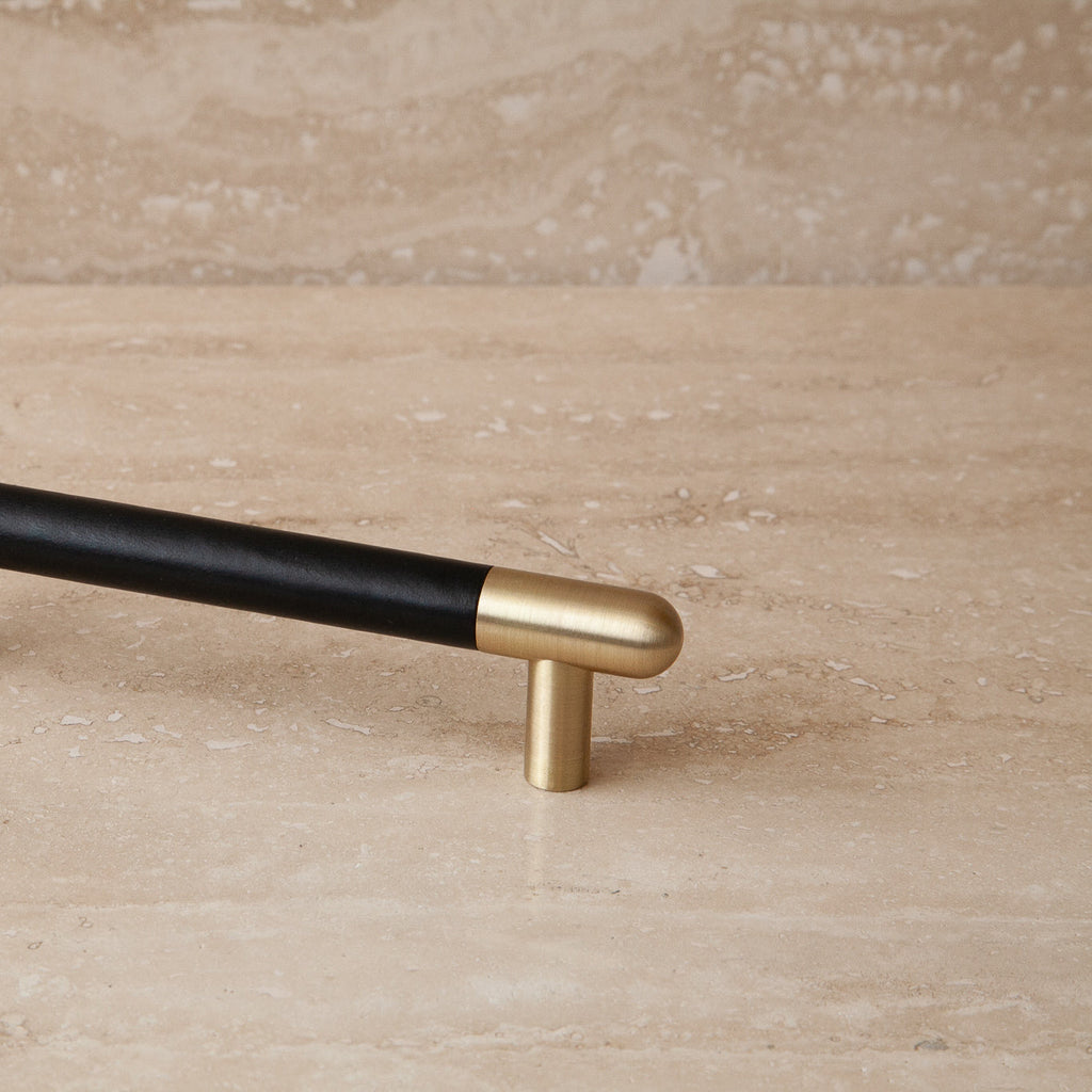Mineral Leather Wrapped Metal Appliance Bar Pull
