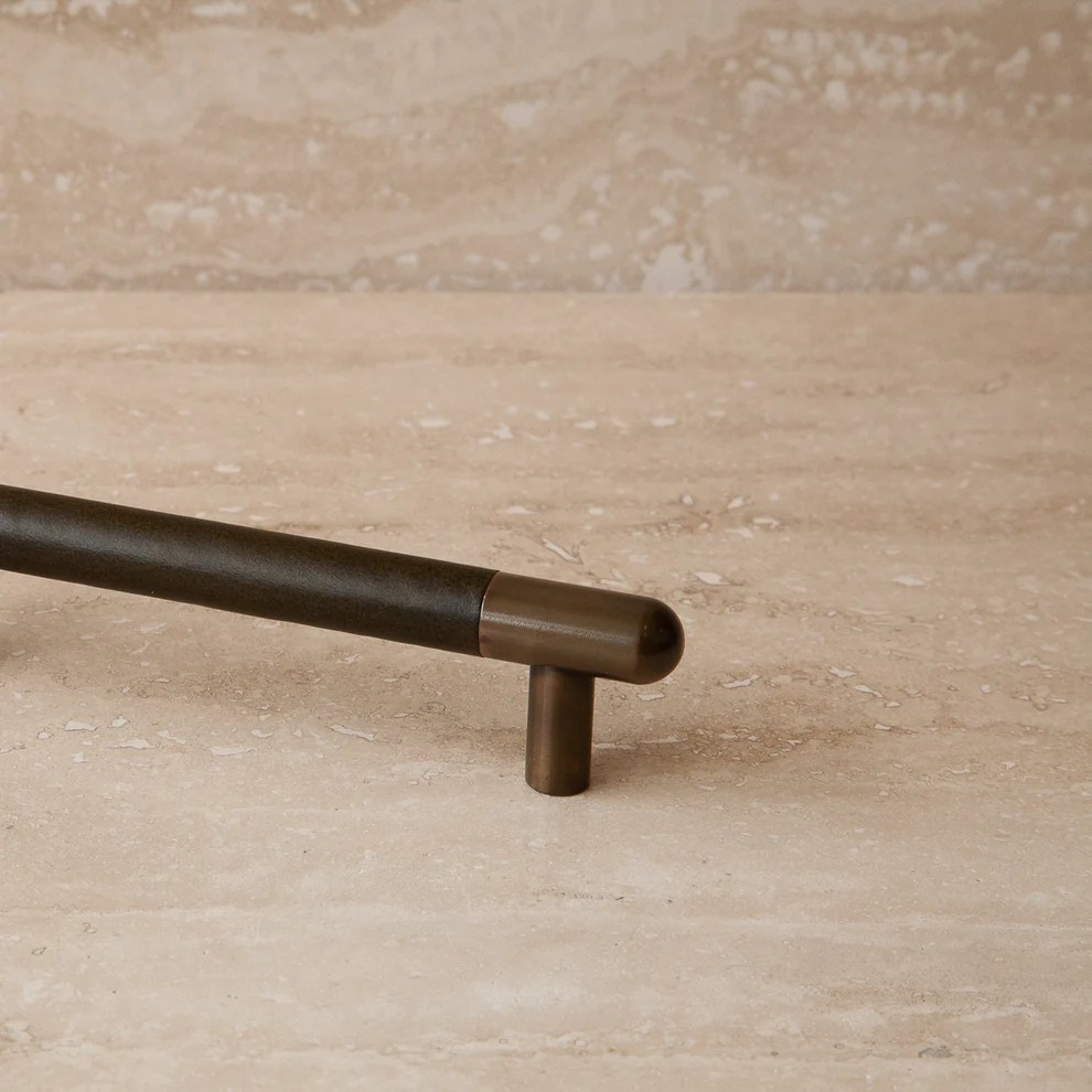 Mineral Leather Wrapped Metal Appliance Bar Pull