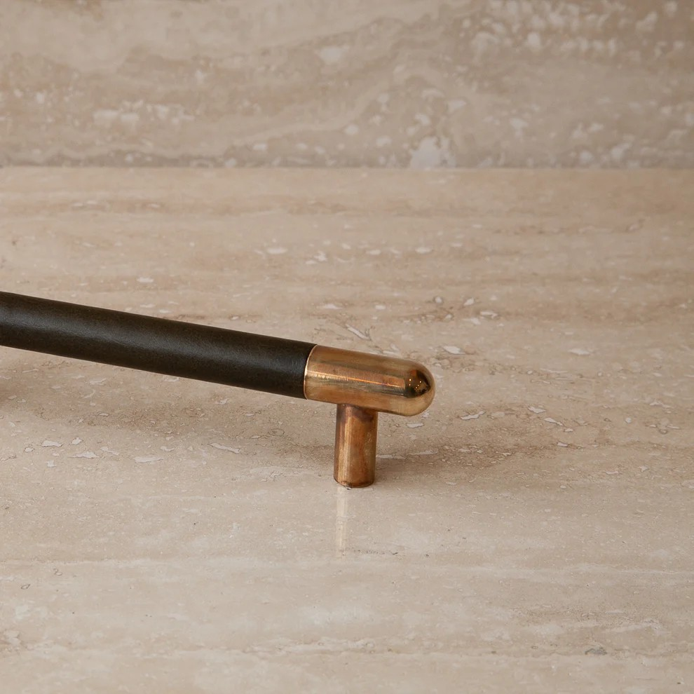 Mineral Leather Wrapped Metal Appliance Bar Pull