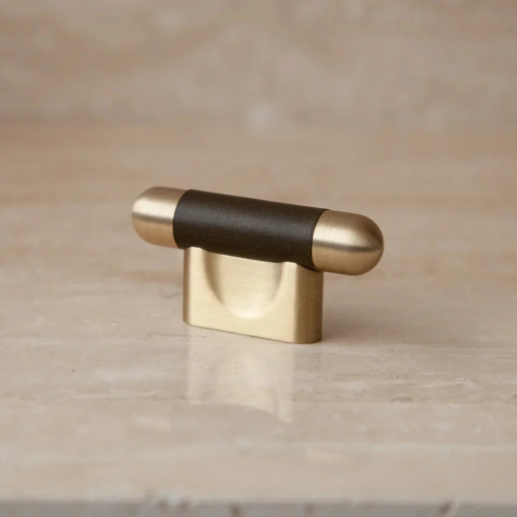 Mineral Leather Wrapped Metal Knob