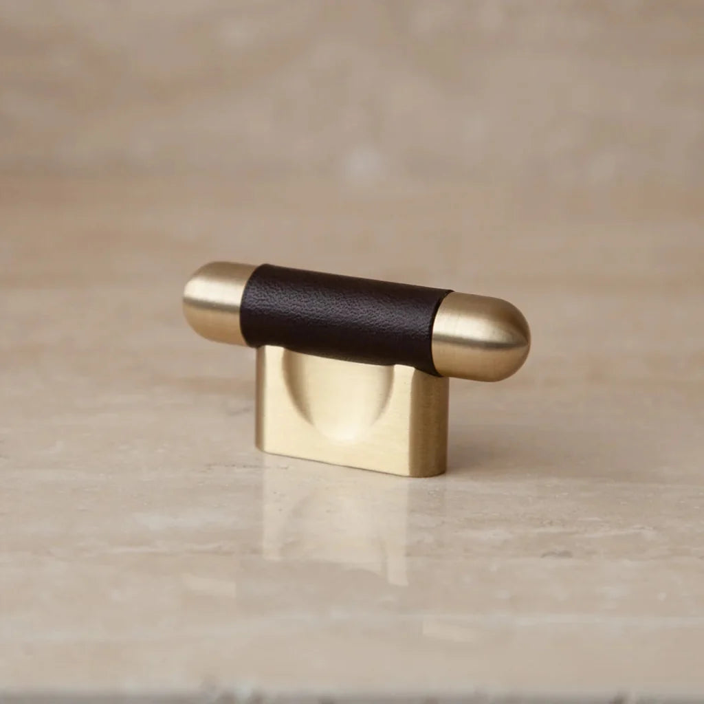 Mineral Leather Wrapped Metal Knob
