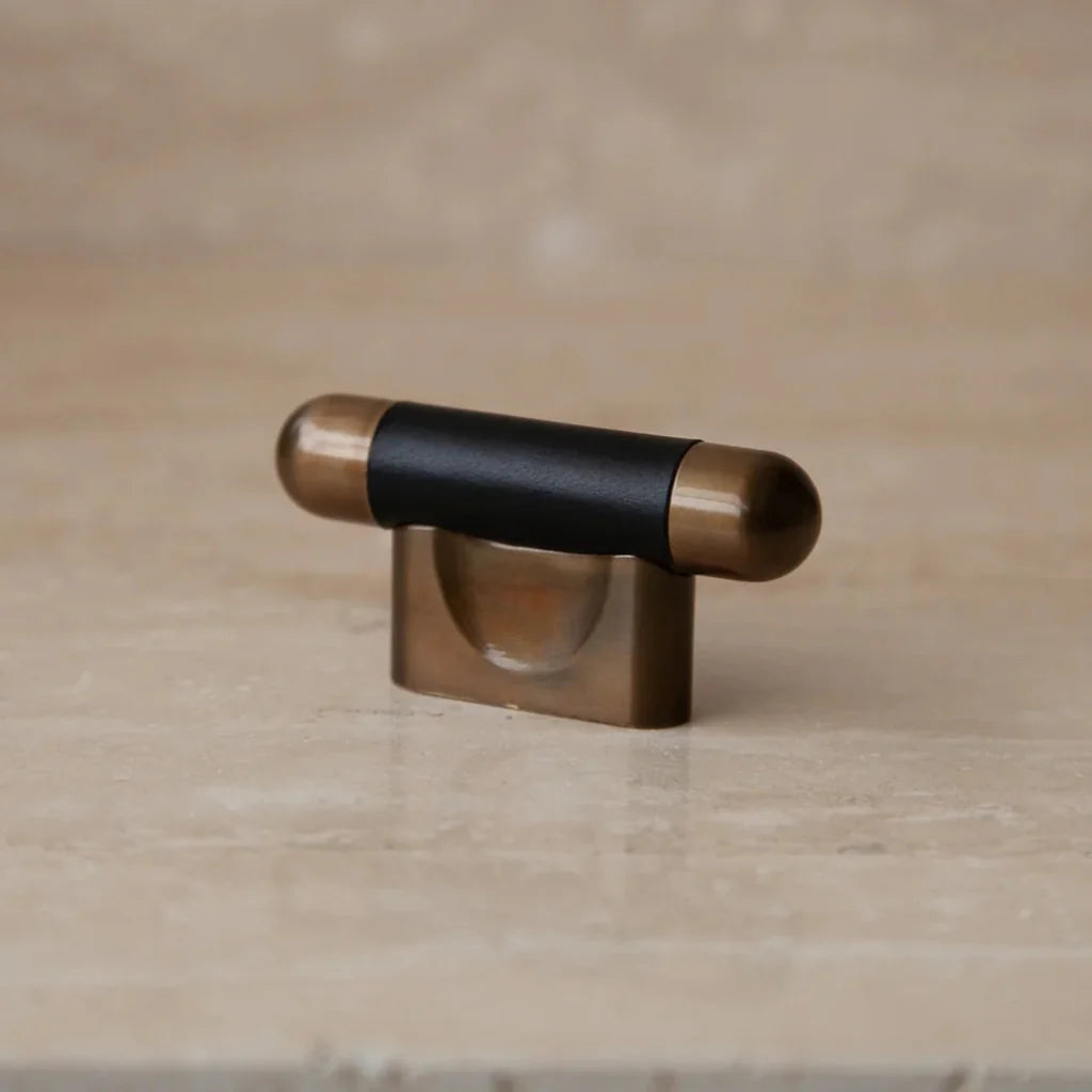 Mineral Leather Wrapped Metal Knob