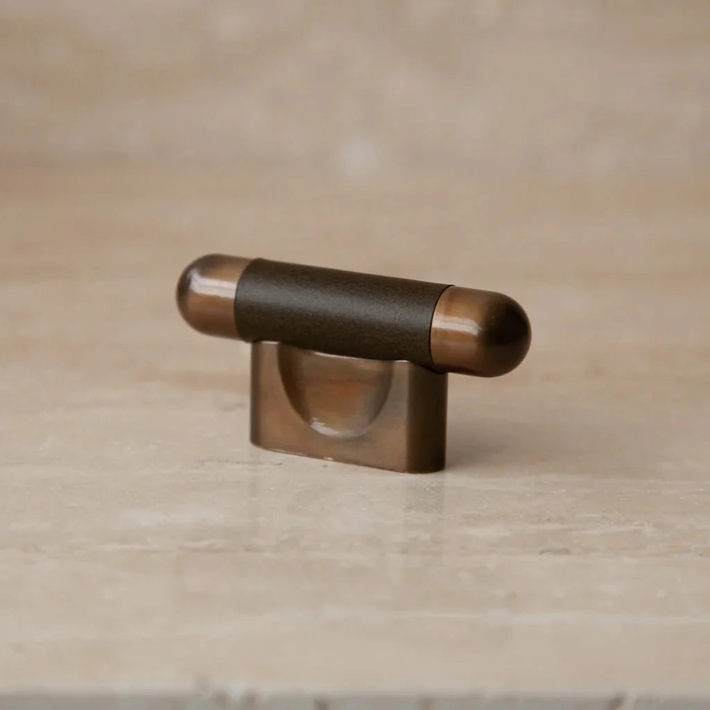 Mineral Leather Wrapped Metal Knob
