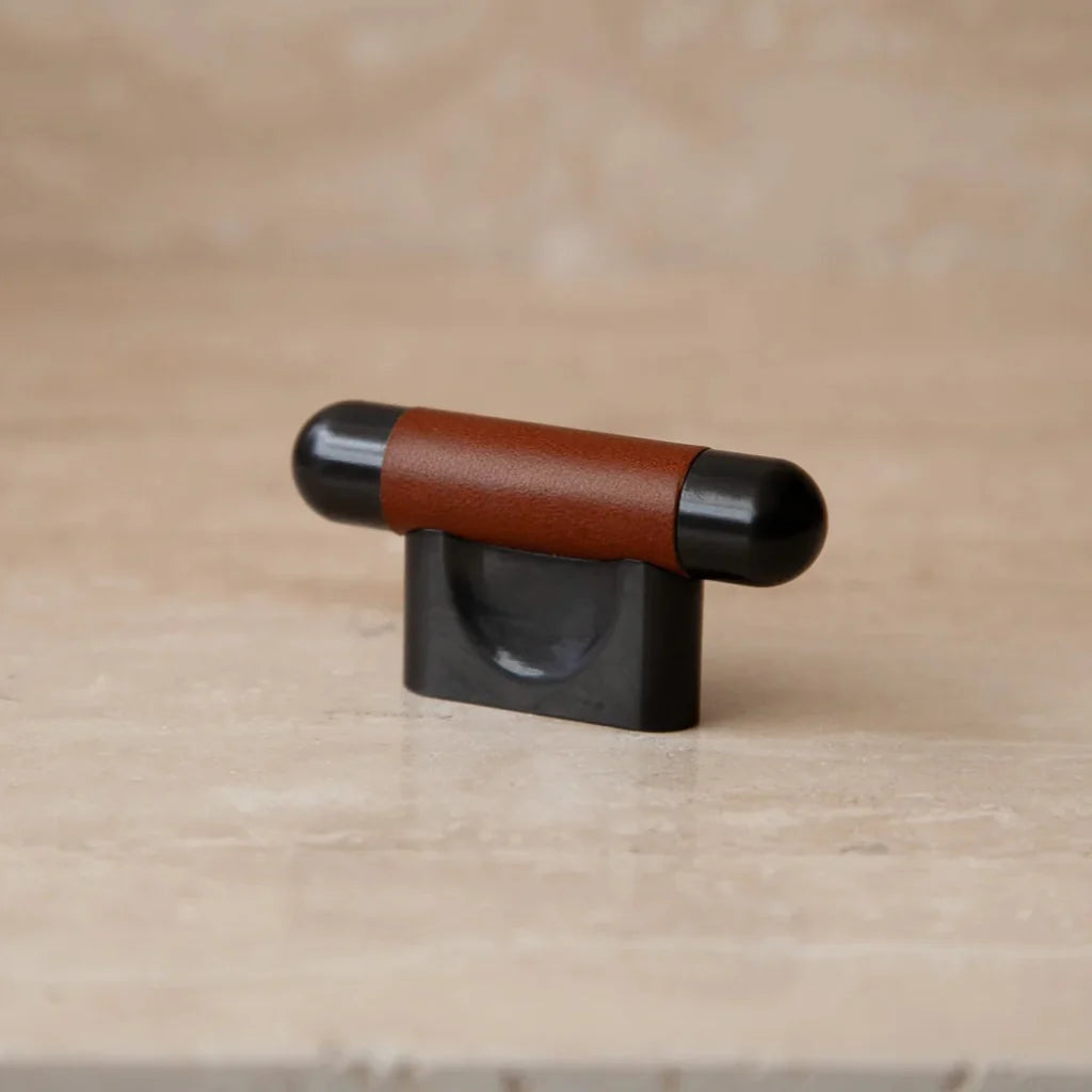 Mineral Leather Wrapped Metal Knob
