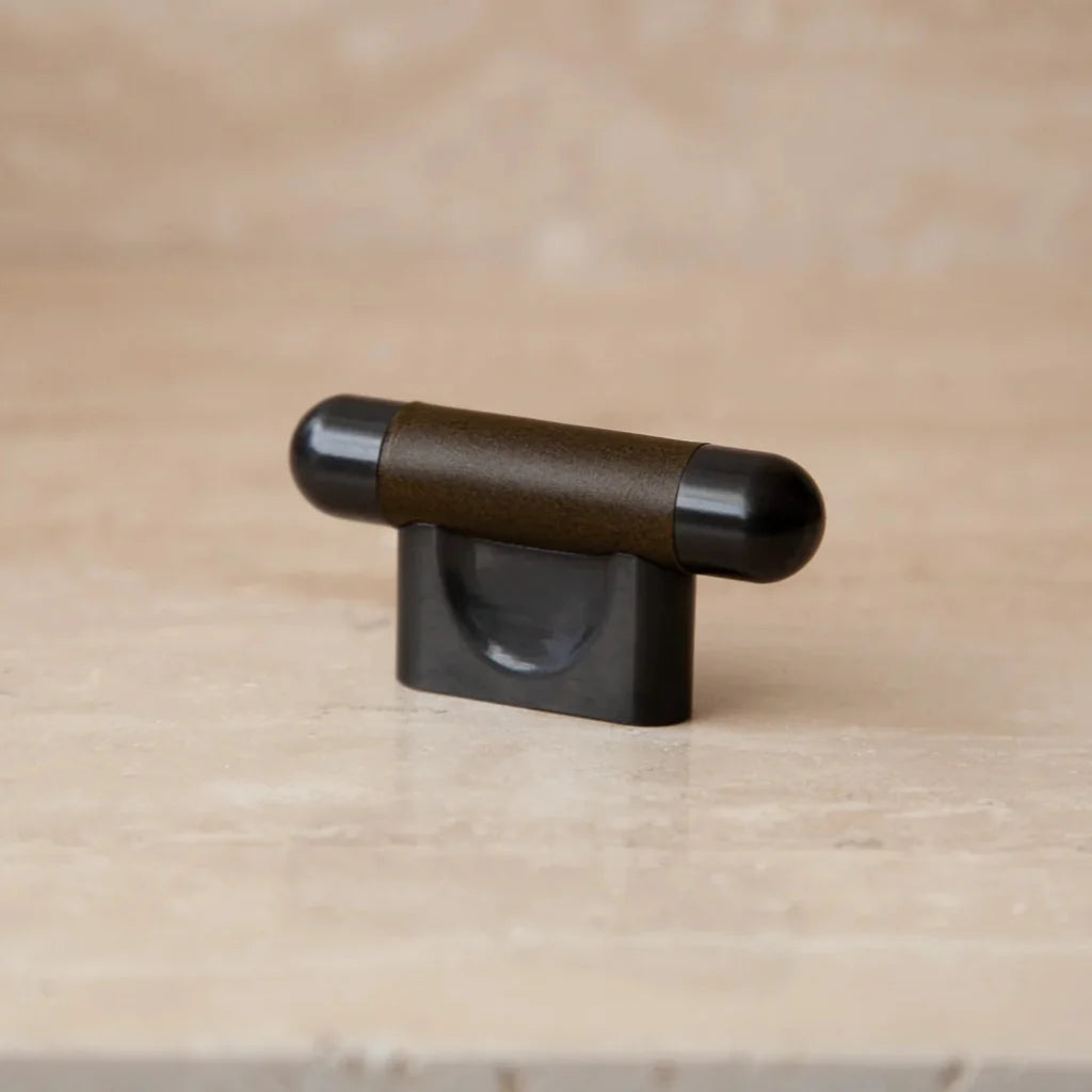 Mineral Leather Wrapped Metal Knob