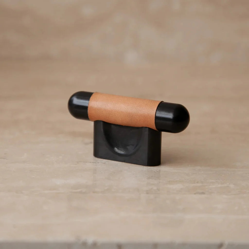 Mineral Leather Wrapped Metal Knob