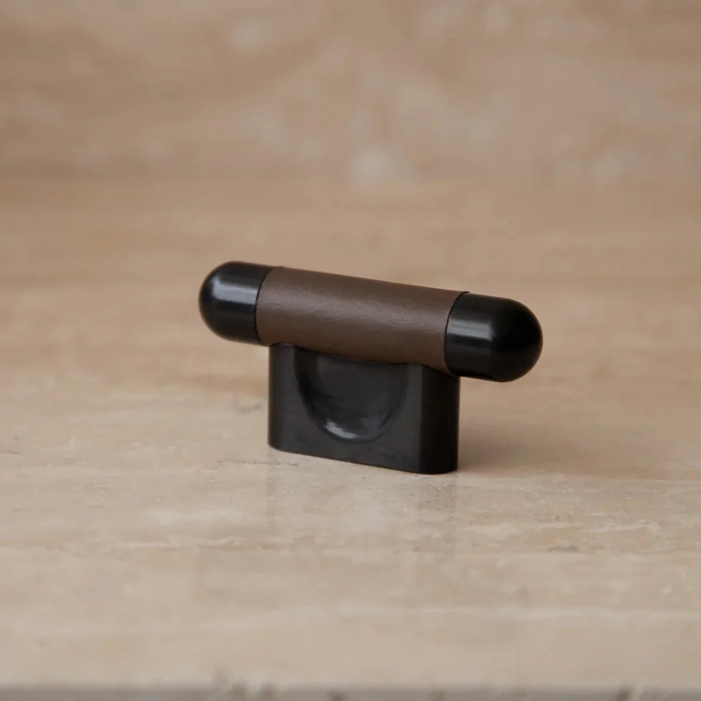 Mineral Leather Wrapped Metal Knob