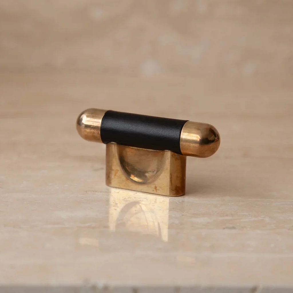 Mineral Leather Wrapped Metal Knob