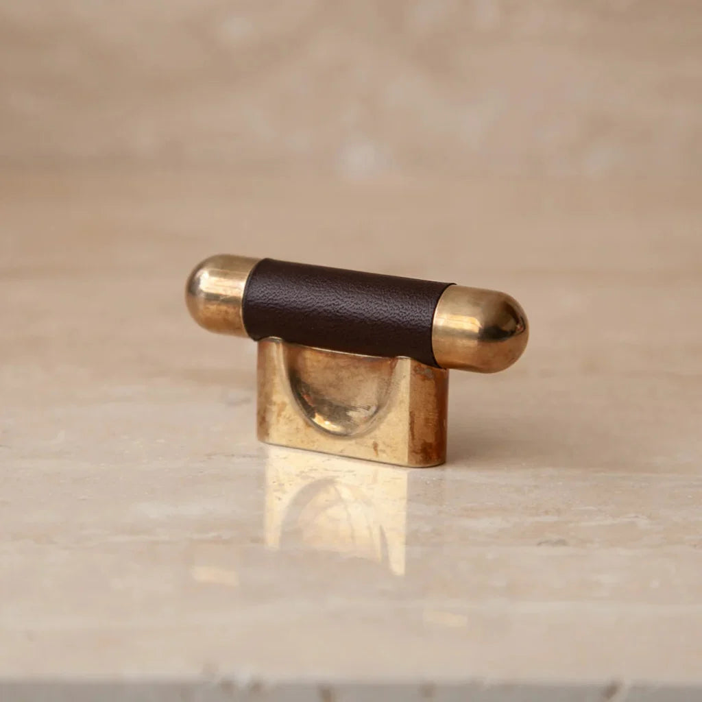 Mineral Leather Wrapped Metal Knob