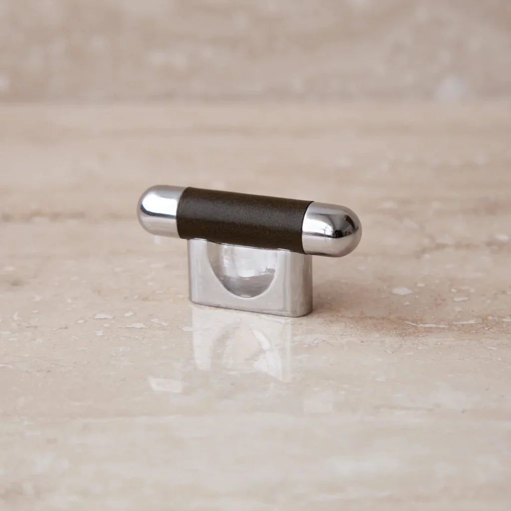 Mineral Leather Wrapped Metal Knob