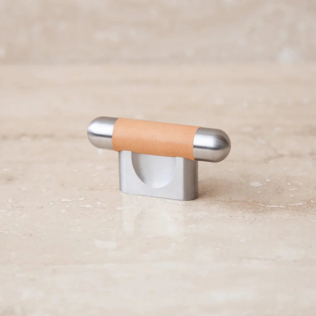 Mineral Leather Wrapped Metal Knob
