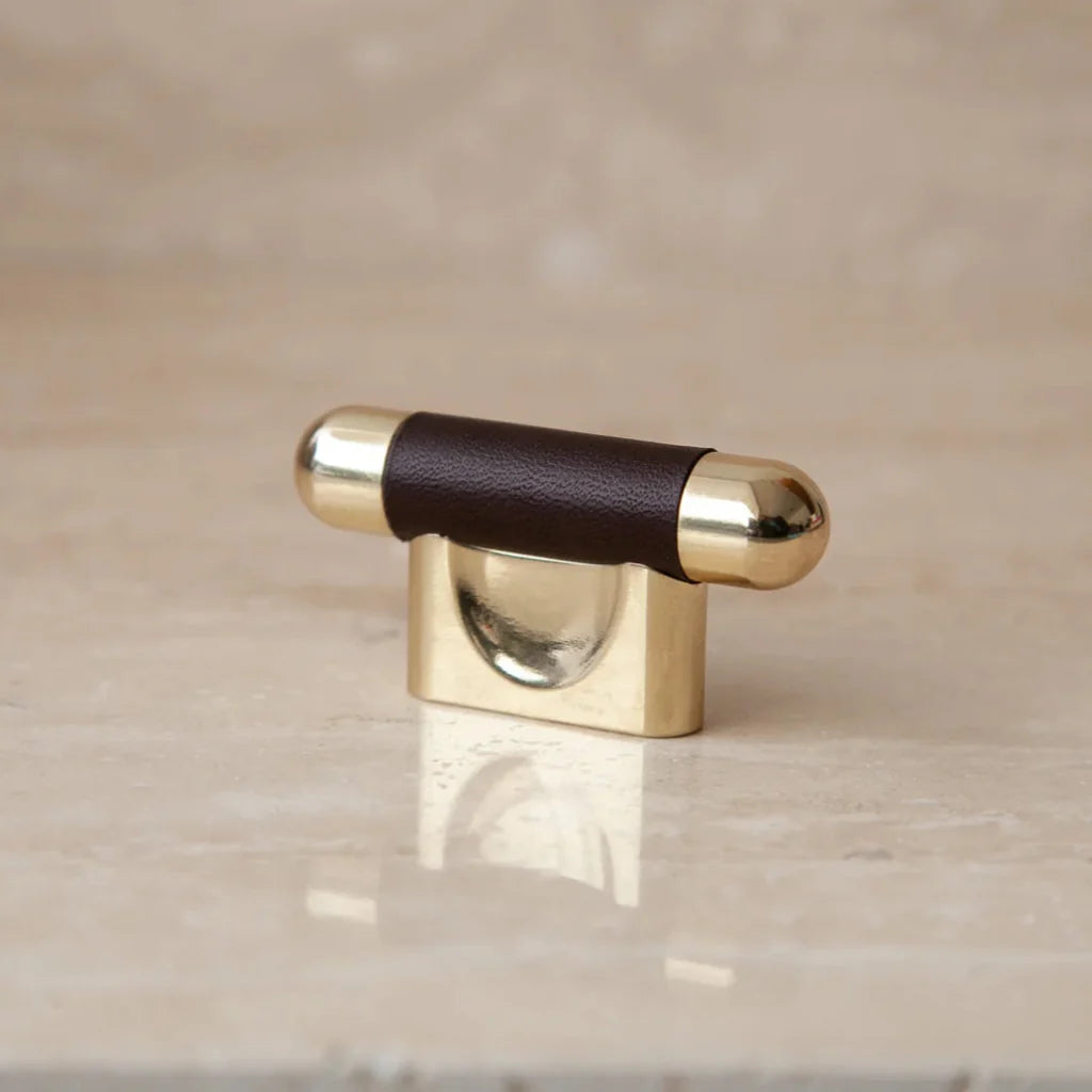 Mineral Leather Wrapped Metal Knob