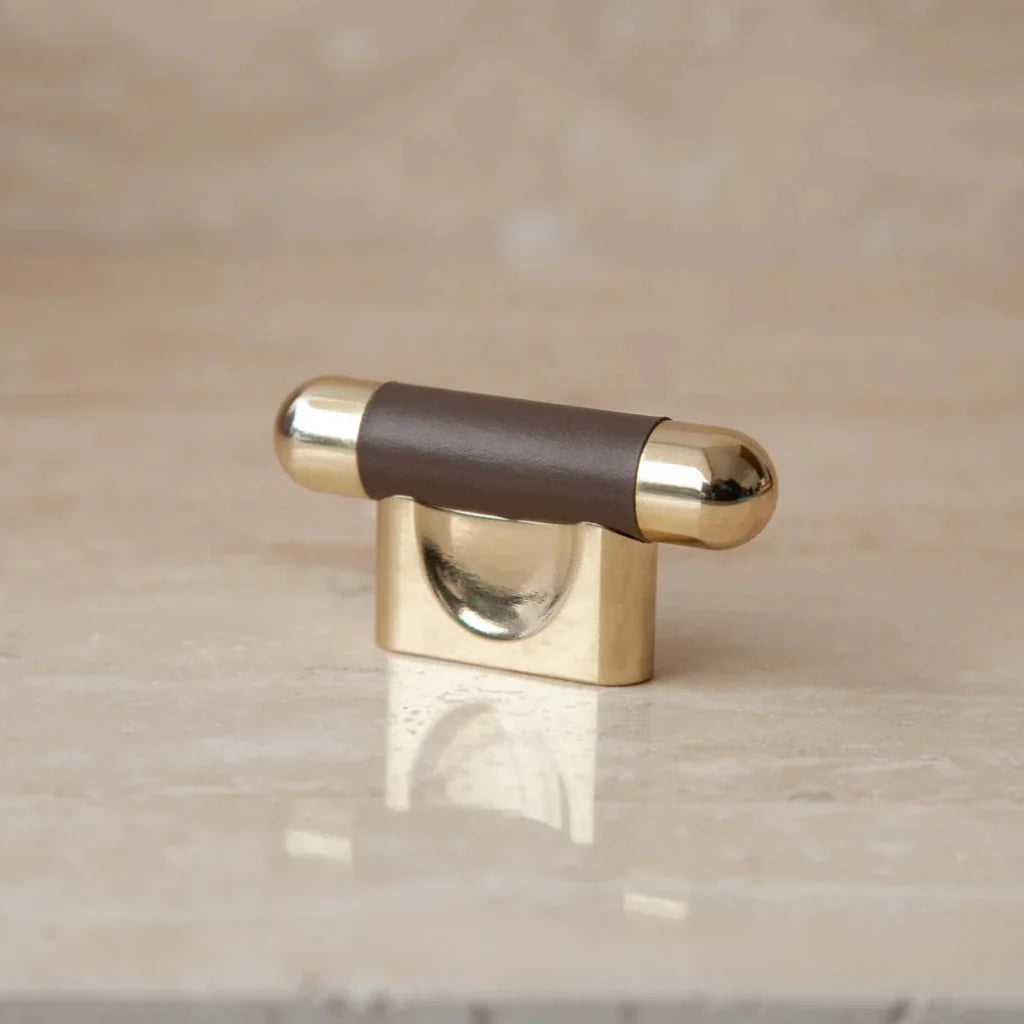 Mineral Leather Wrapped Metal Knob